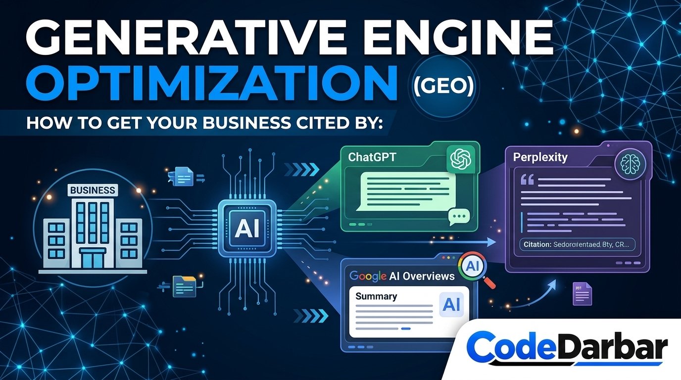 Generative Engine Optimization (GEO): How to Get Your Business Cited by ChatGPT, Perplexity and Google AI Overviews — Digital Marketing article by Code Darbar